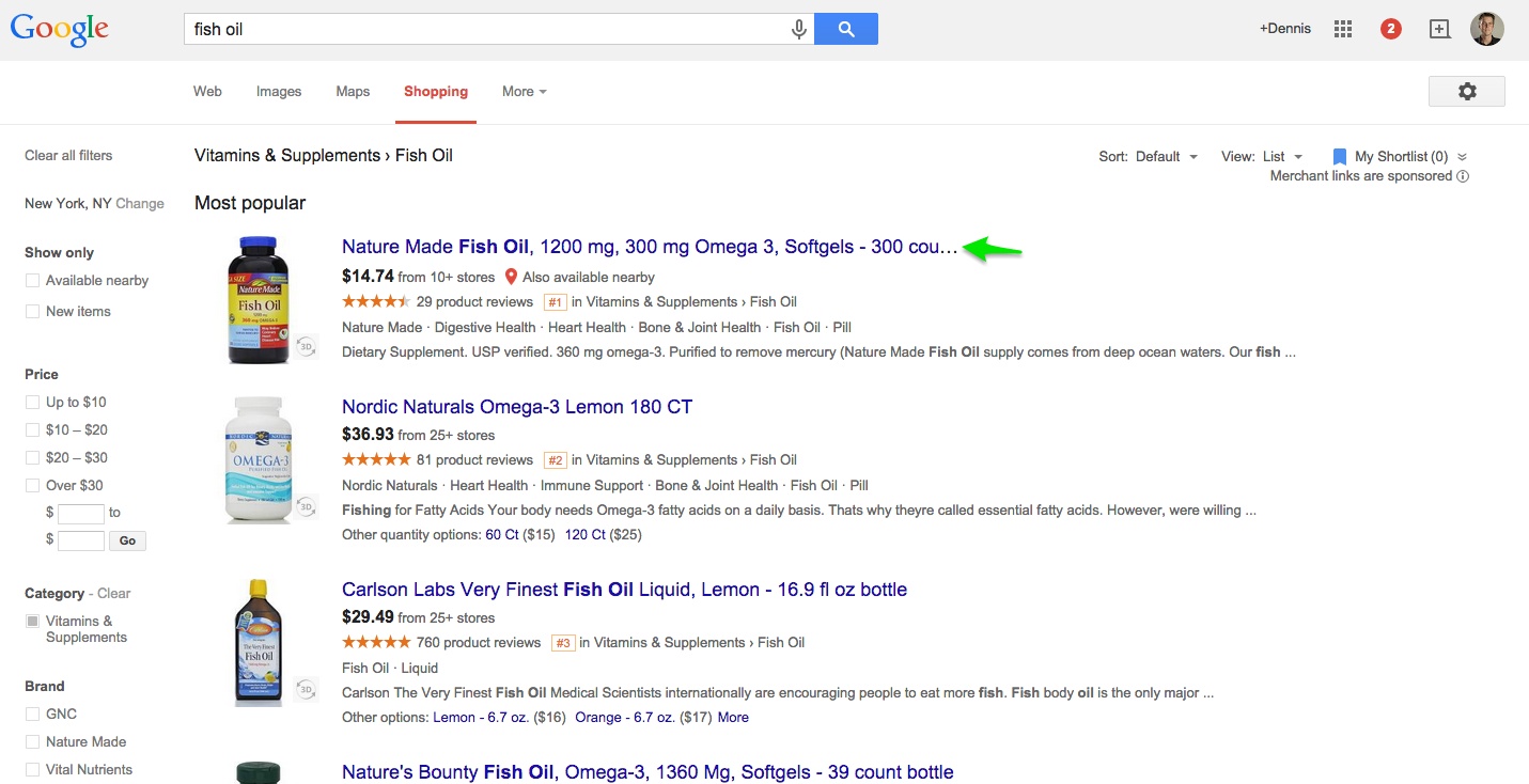 Character limit in Google Shopping results