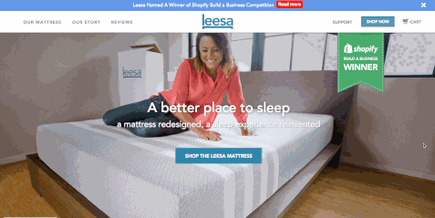 Leesa homepage in july 2015