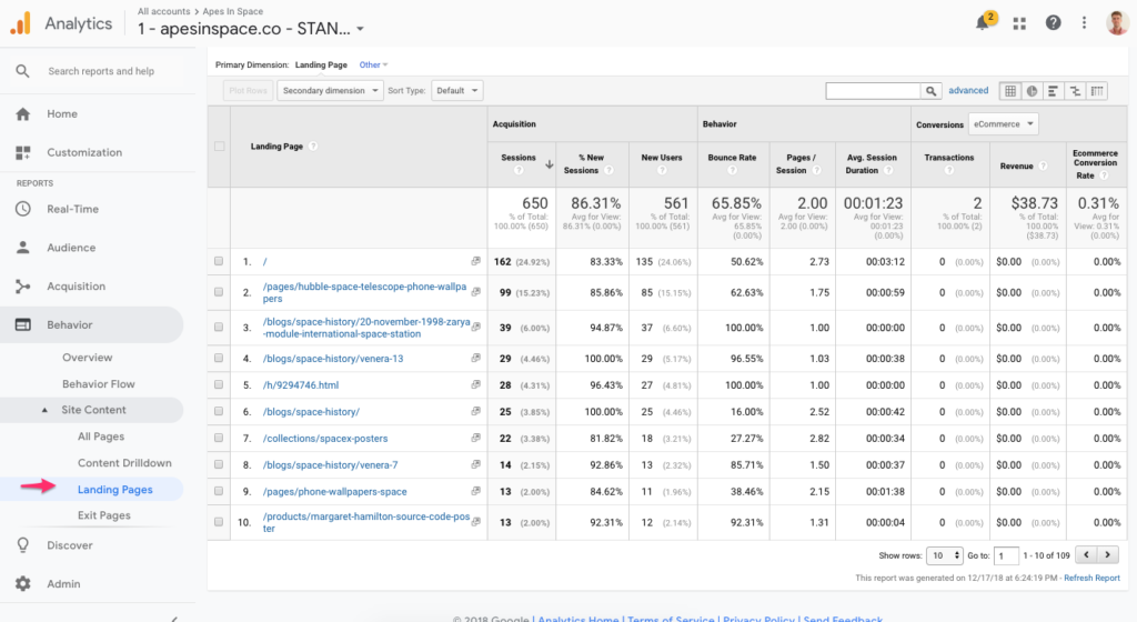 google-analytics-ecommerce-top-landing-pages-report