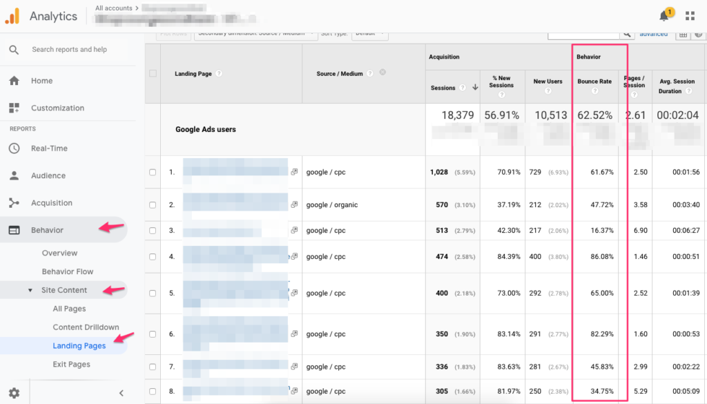 google-analytics-quality-score-landing-page-experience