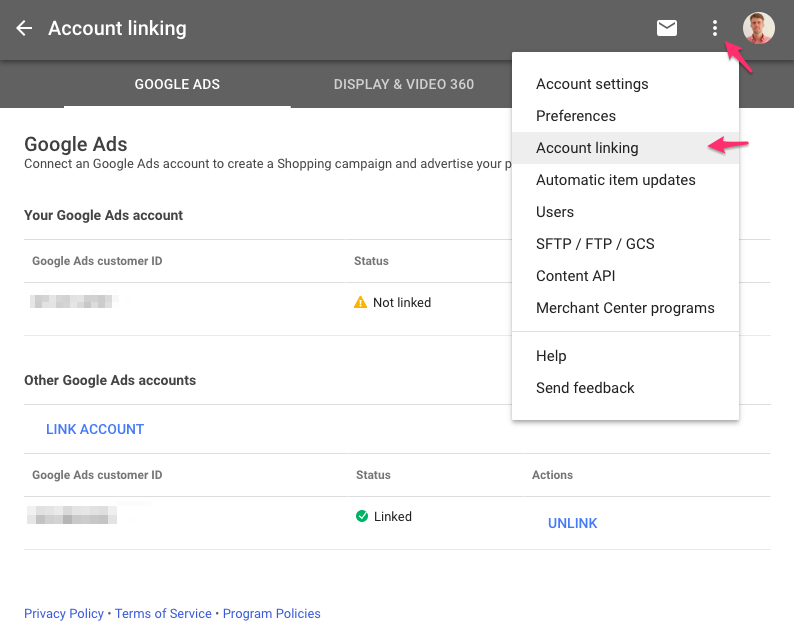 Google Merchant Center and Google Ads Account linking