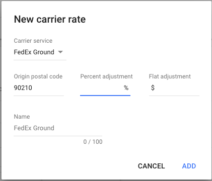 google merchant center carrier rates