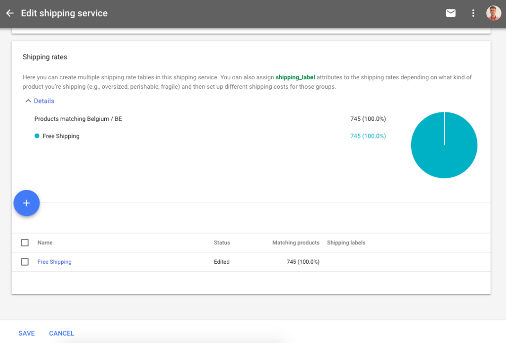 google merchant center shipping rates