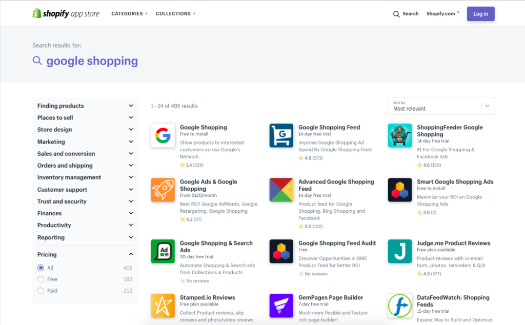 shopify google shopping app store overview
