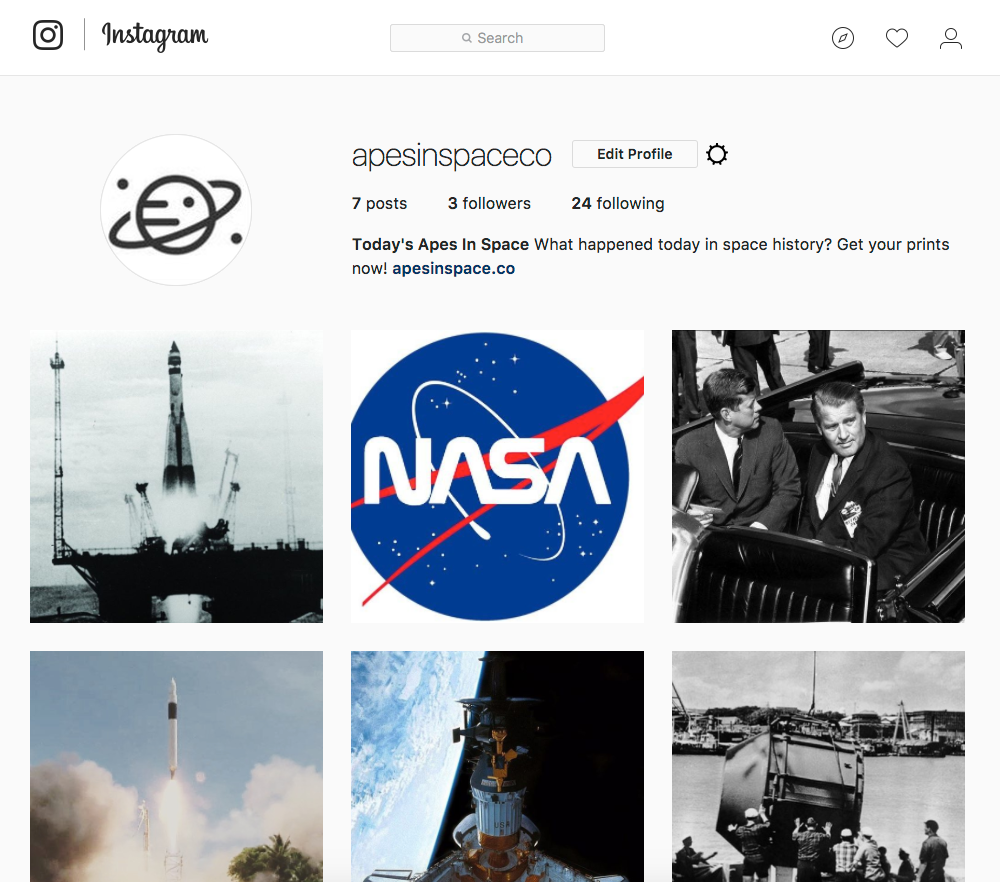 Apes In Space Instagram account