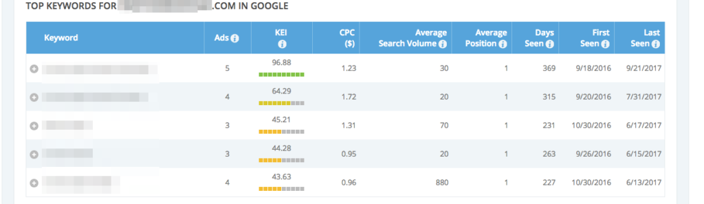 ispionage-top-keywords report