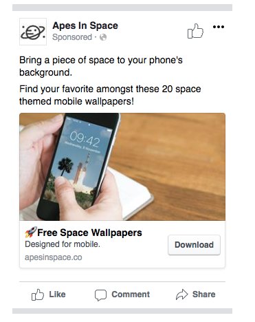 exmaple of a facebook mobile ad