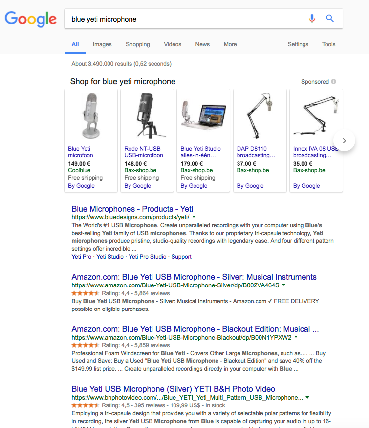 transactional product search query google