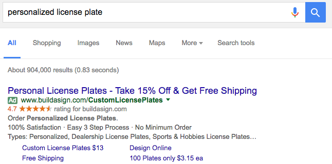 example search ad from buildasign