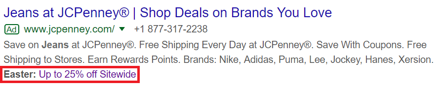 google ads promotion extensions special occasion example