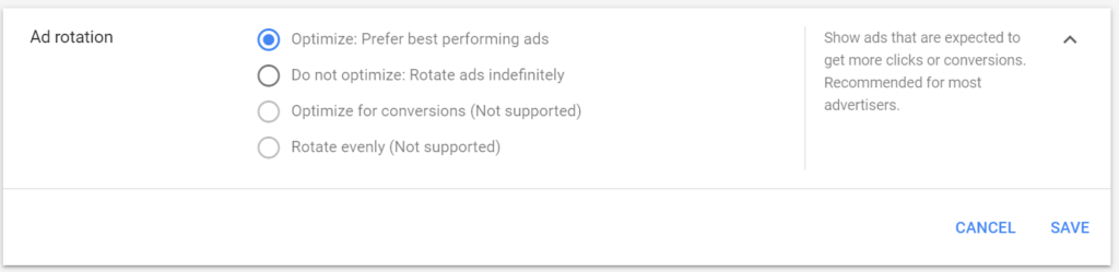 google ads showcase shopping ads ad rotation