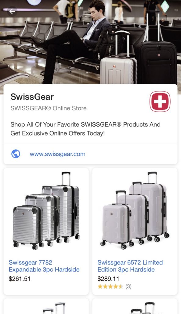 mobile google shopping showcase ad product gallery