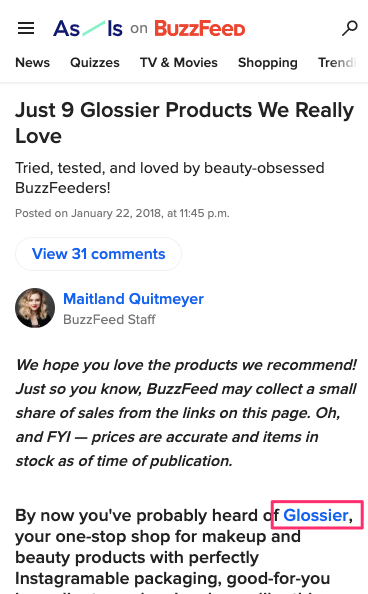 glossier-affiliate-marketing-buzzfeed