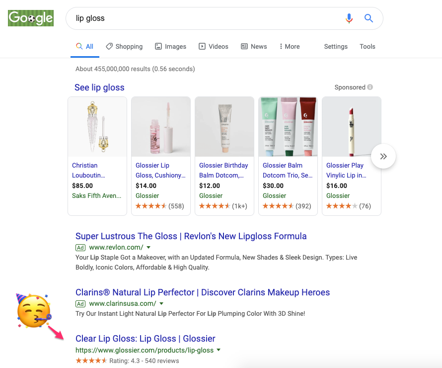 glossier-seo-organic-search