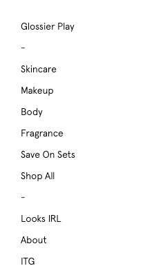 glossier.com-website-navigation-account-structure