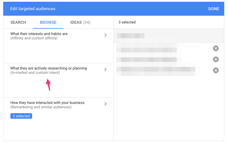 google ads display custom intent audience targeting