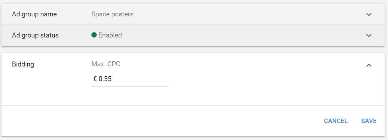 google ads ad group max cpc bids