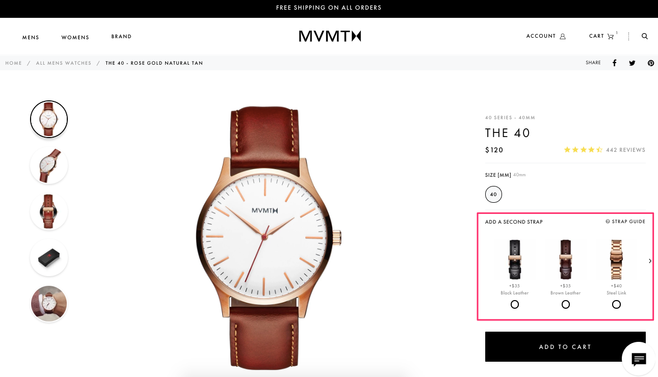 mvmt product page upsell