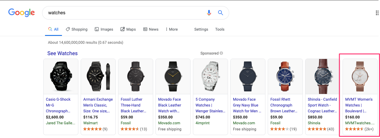 shopping ads for watches