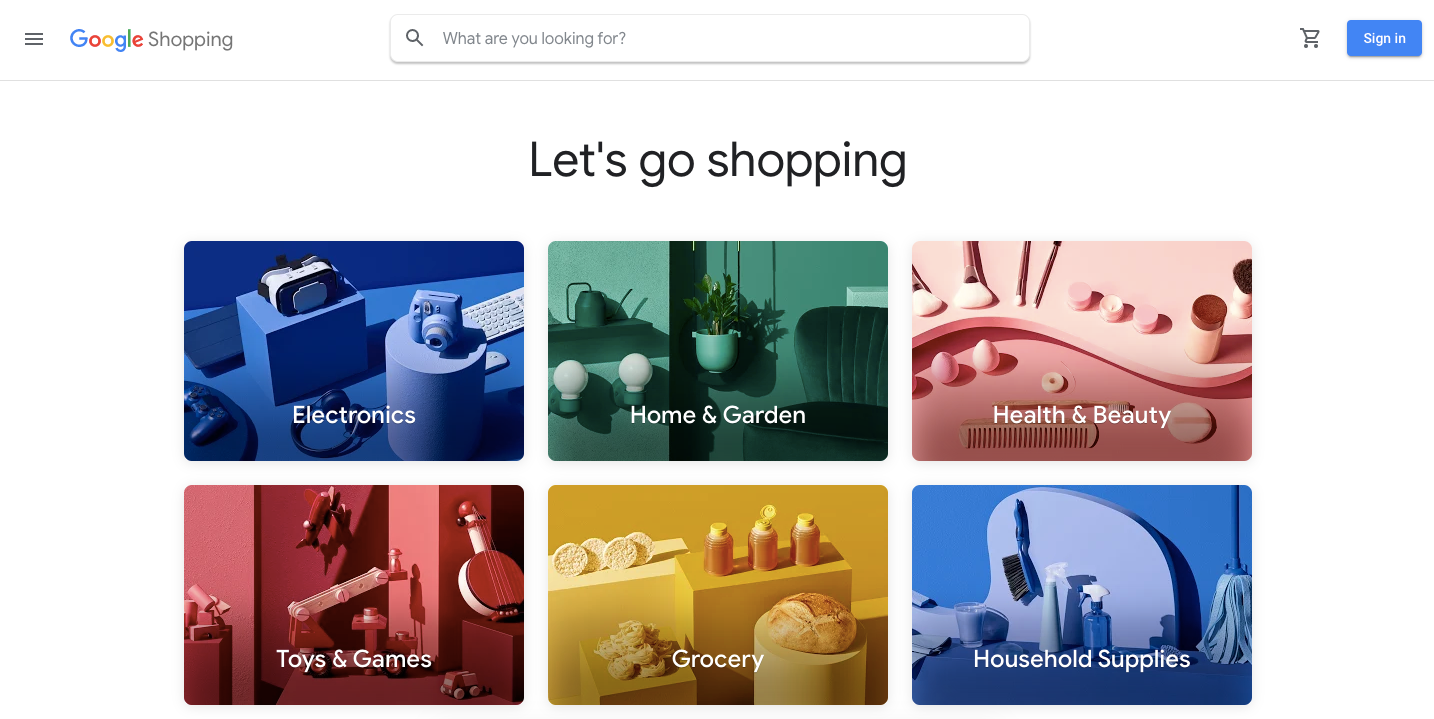 google shopping actions homepage