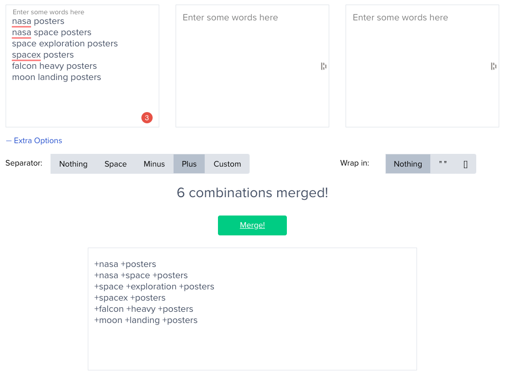 mergewords-bmm-tool-modified-broad-match