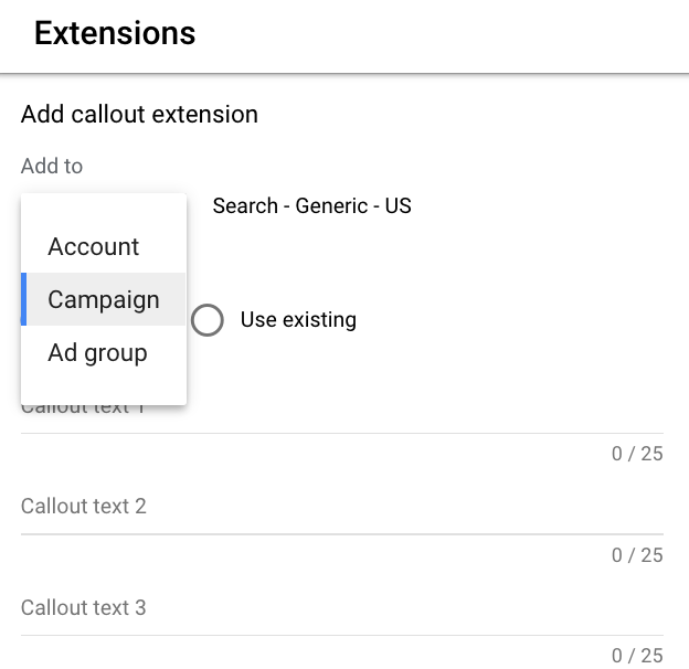 account-campaign-ad-group-level-callout-extensions