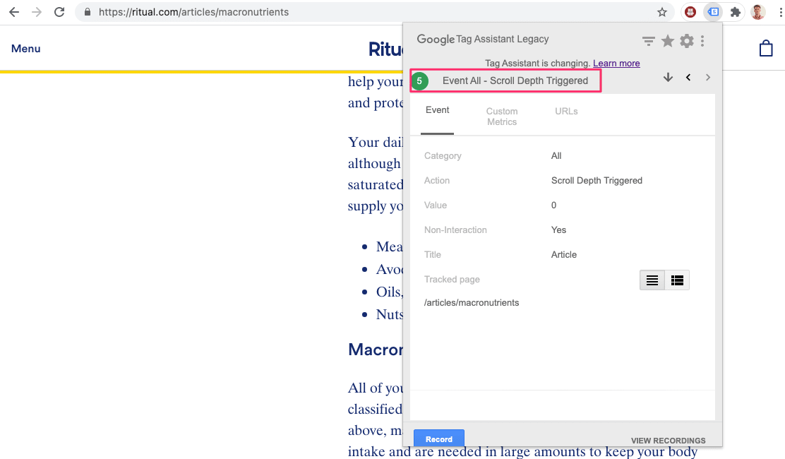 ritual google tag manager scroll depth