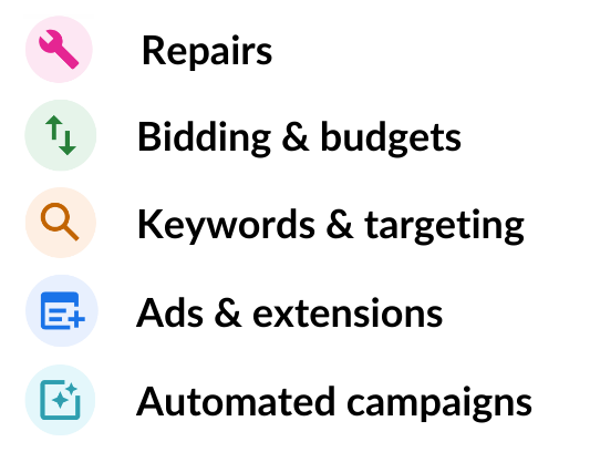 optimization score recommendation categories