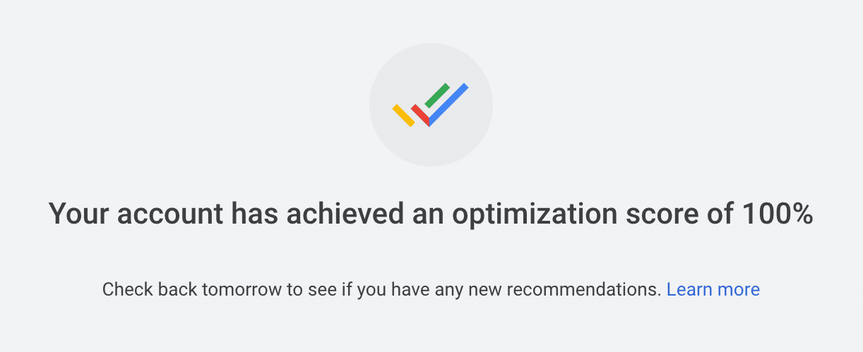 perfect 100 percent optimizations score