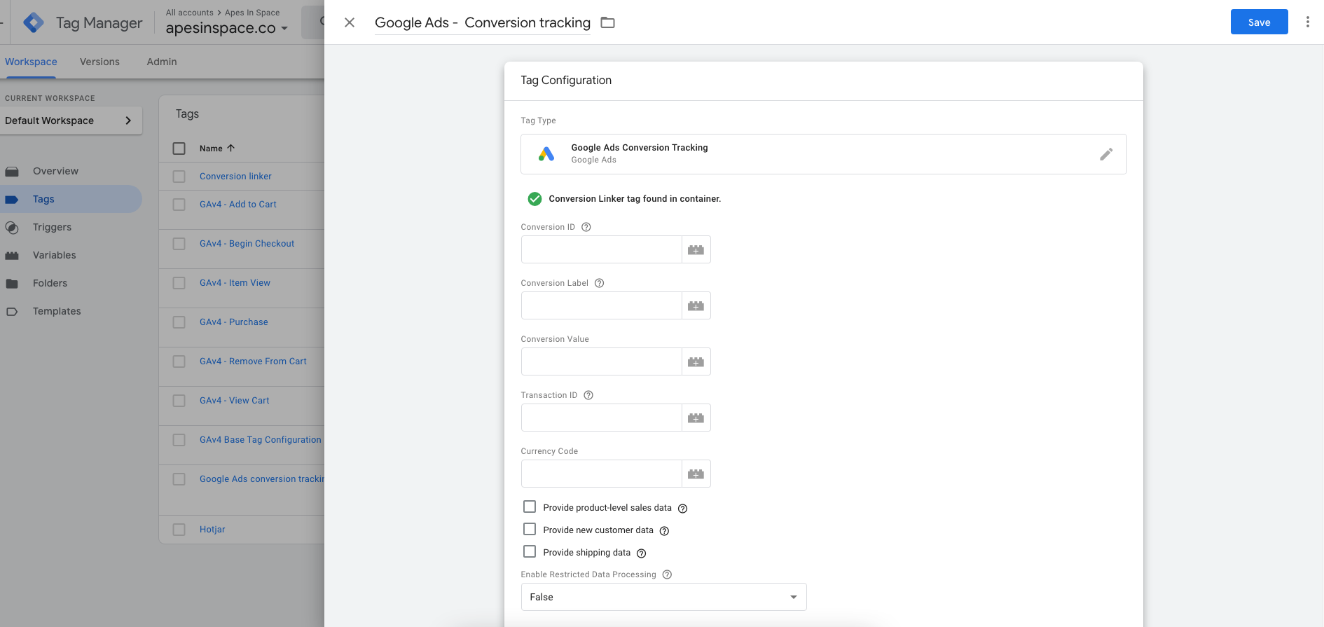 google conversion tracking inside google tag manager conversion data