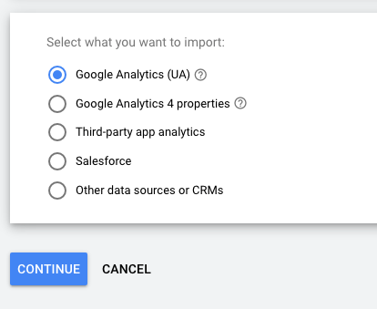 import google analytics goals