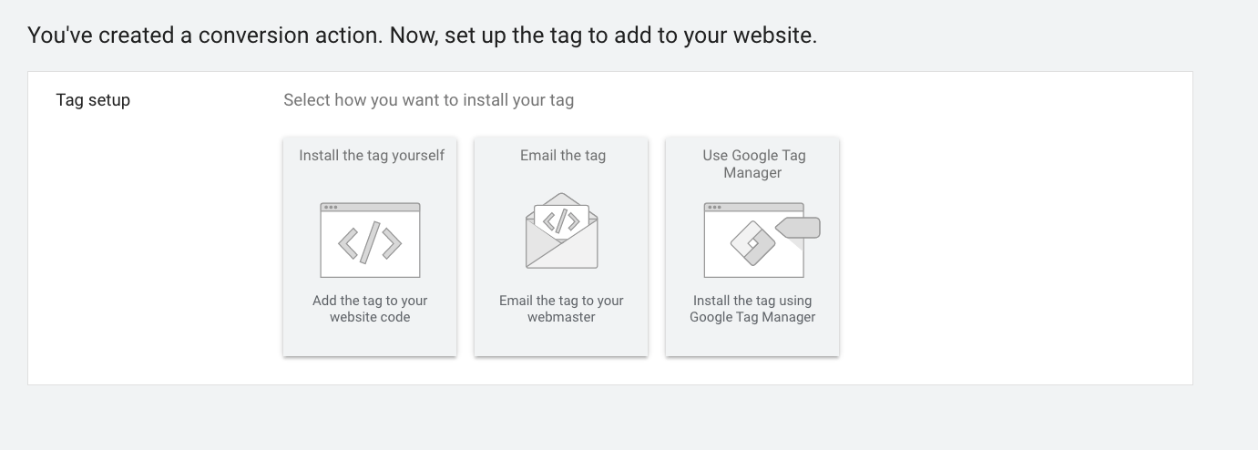 installing the google conversion tag