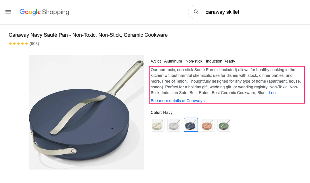 caraway google shopping product description