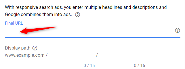 Input the Final URL of your webpage for your Google Advertisement