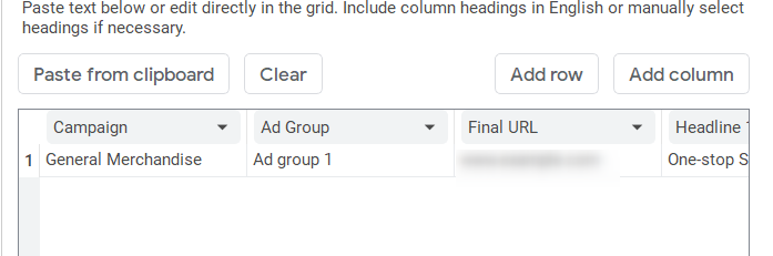 Paste the RSA data from your spreadsheet to the grid on the Make multiple changes form