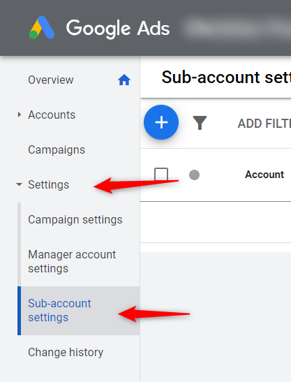Sub-account settings option