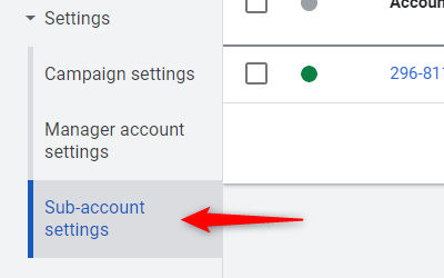 mcc manager sub account settings