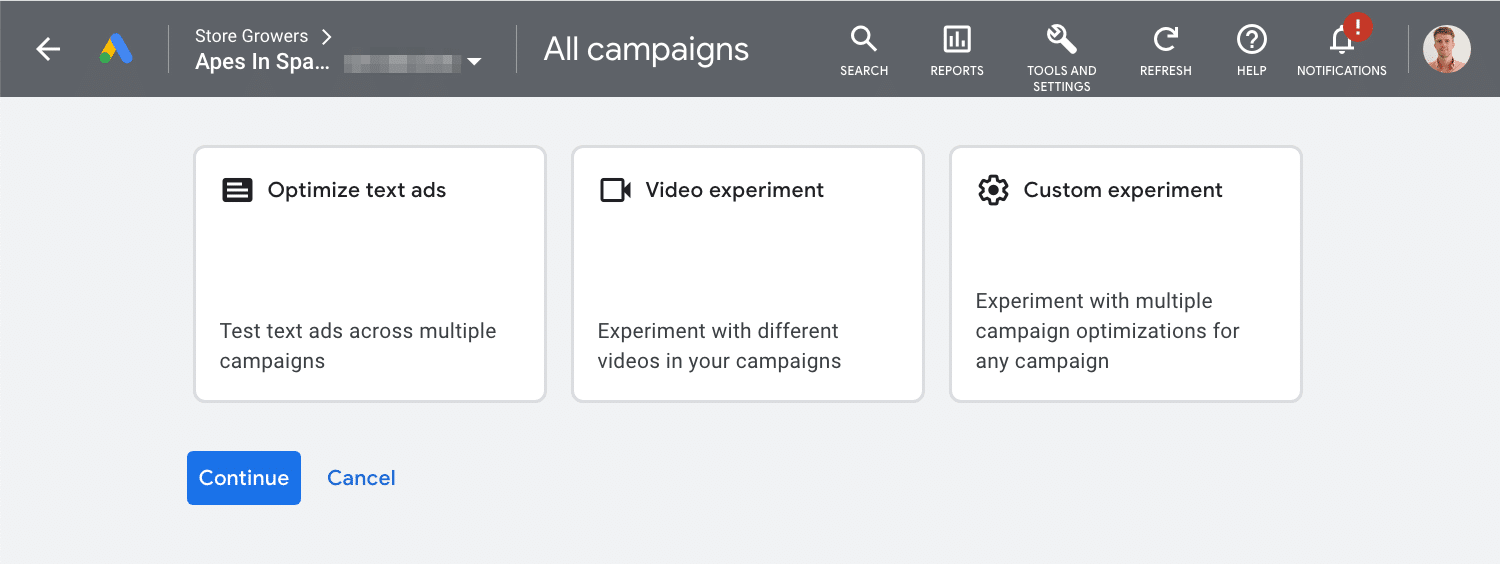 types of google experiments