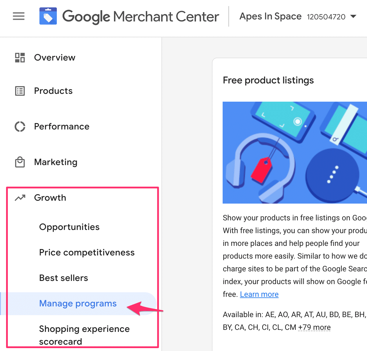 where to find google merchant center programs