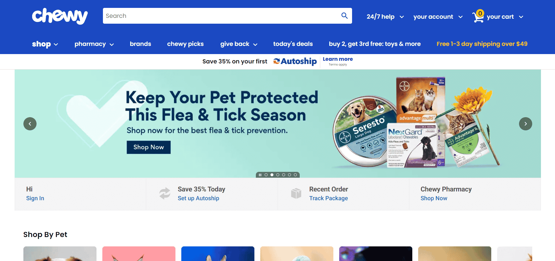 Official website of Chewy pet brand
