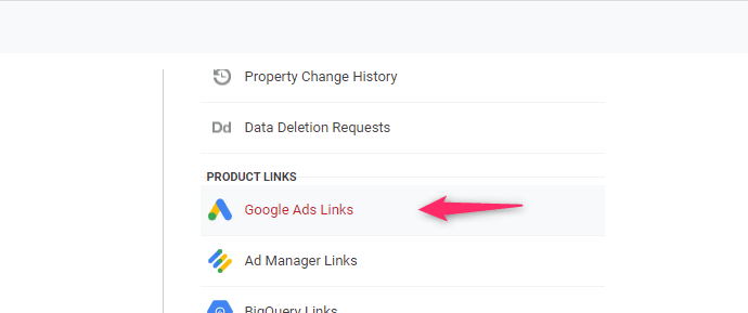 Choose Google Links from the Product Links