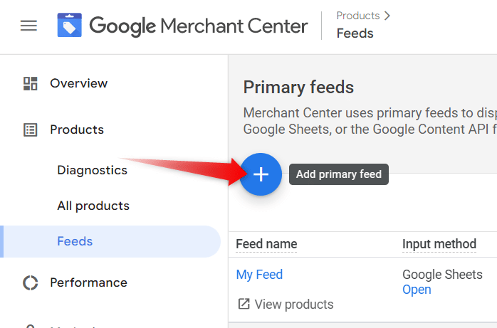 Adding a new feed in Google Merchant Center