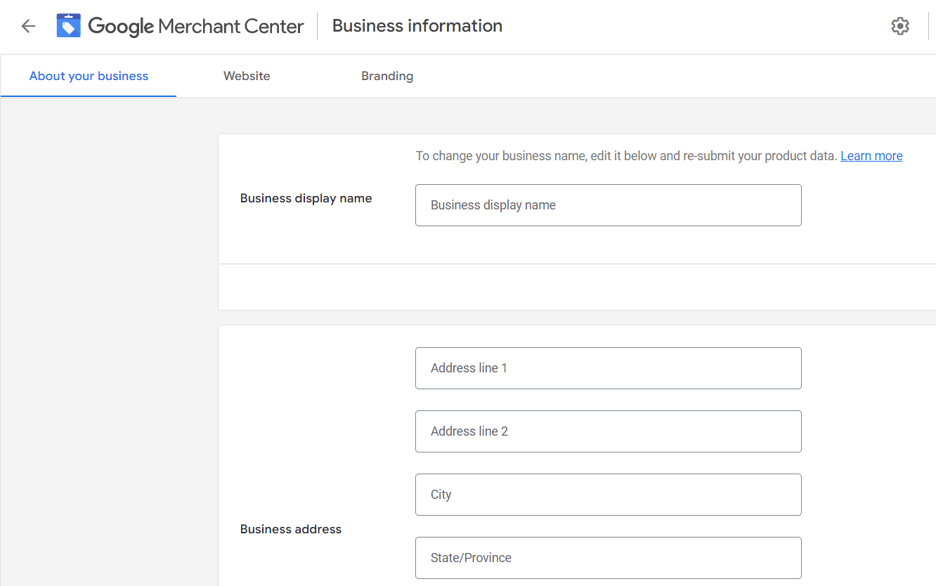 Indicate your business information in Google Merchant Center