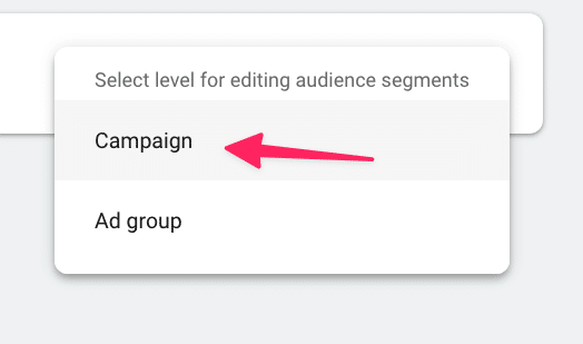 select level for editing audience segments
