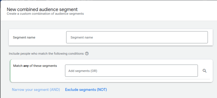 Audience definition for new combined audience segment in Audience manager