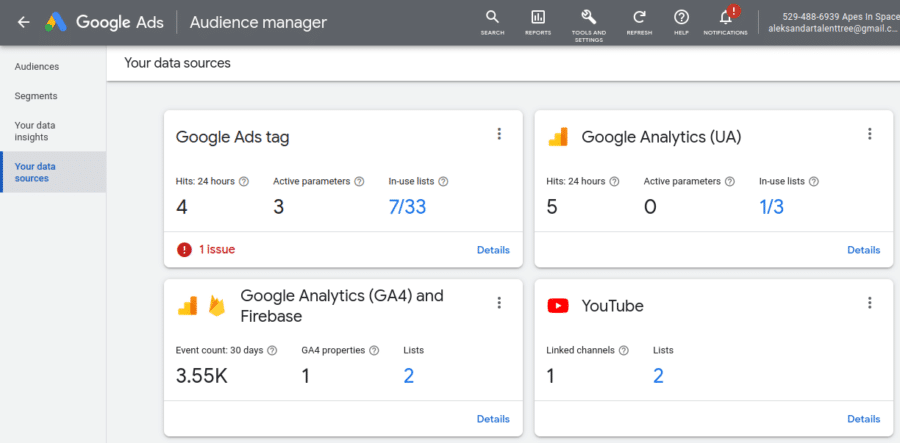 Data sources for remarketing in Audience manager