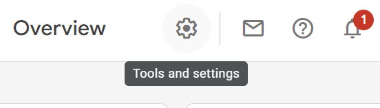 GMC's Tools & Settings button in the top center