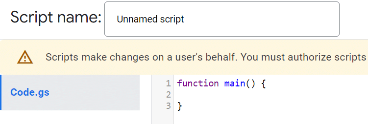A screenshot of Google Ads where you can write down your script’s name and add code snippets
