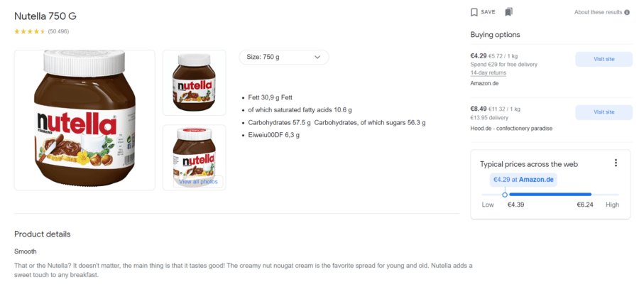 An image of a product that has a shelf life and is available in Google Shopping