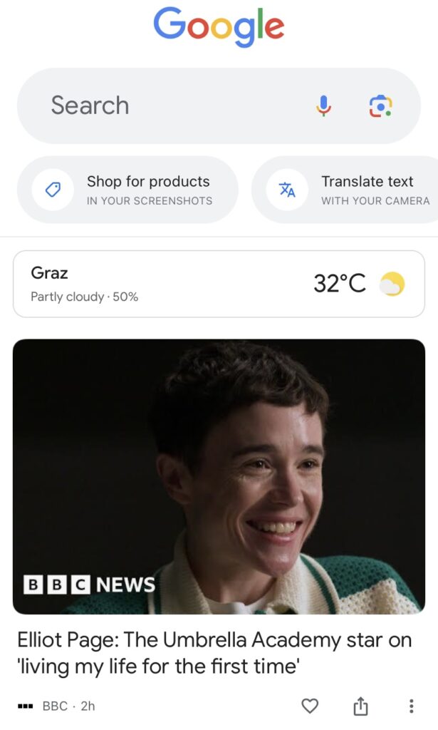 Google Discover dashboard